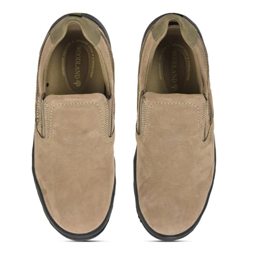 Image of Woodland Men Dubai Khaki Colored Slip-On Casual Shoes