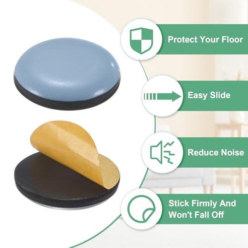 Image of M METERXITY 8-Pack Furniture Sliders, 1 inch Diameter PTFE Pad Self-Adhesive Mover Glides for Chair /Kitchen Appliances, Furniture Round Pads Floor Protectors [Grey]