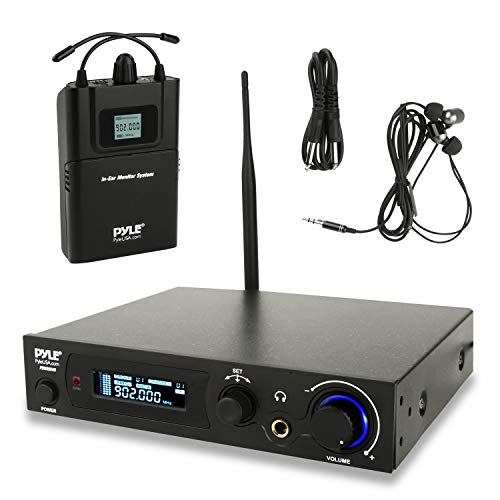 in-Ear Wireless Monitor and Receiver System- UHF Selectable Audio Frequency Kit, Adjustable TNC Antenna for Extended Range, and IEM Beltpack Transmitter with Selectable Audio Frequency- Pyle PDWMN49