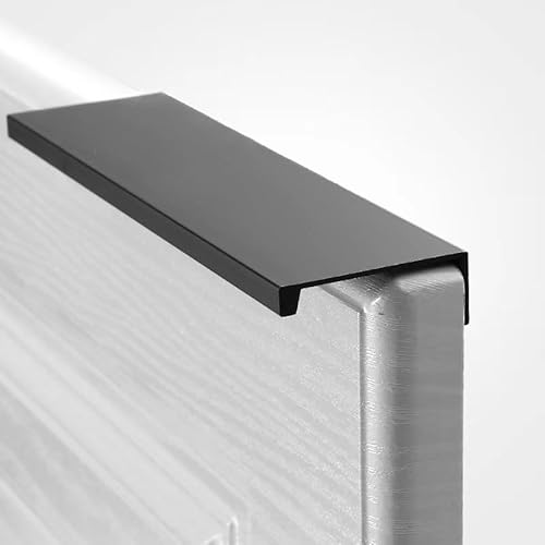 GSHUR 4 Stück Möbelgriffe Versteckter Türgriff Schrankgriffe Aluminium Schubladengriff Versteckter Griffe Unsichtbare Möbelgriffe Küchengriffe - Schwarz, 8cm(Rechtwinklige Kante