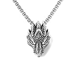 DUTACK Collar retro de cabeza de dragón para hombre, acero inoxidable, colgante de dragón, amuleto mitológico, cadena de 60 cm, con caja