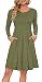 AUSELILY Womens Long Sleeve Loose Swing T-Shirt Dress (XL, Army Green)