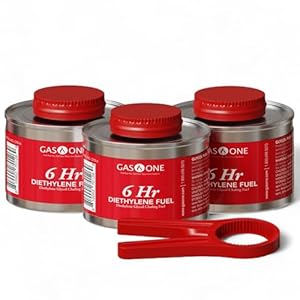 Gas One 3 Pack 6 Hour Chafing Fuel – Food Warmer for Chafing Dish Buffet Set – Reusable Liquid Safe Fuel With Wick & Lid Opener