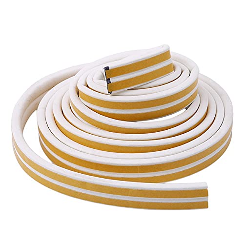 Image of D Shaped (White) Self-Adhesive EPDM Doors and Windows Foam Seal Strip Soundproofing Collision Avoidance Rubber Weatherstrip 6 Meter (2 x 3 M = 6 Meter)