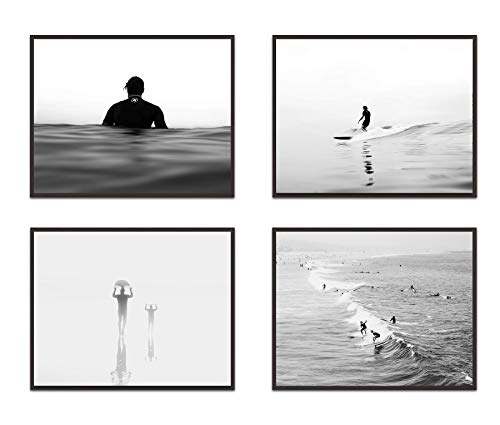 Black and White Surfing Photography Photographic Prints, Set of 4, Unframed, Surf surfboard Wall Art - //coolthings.us