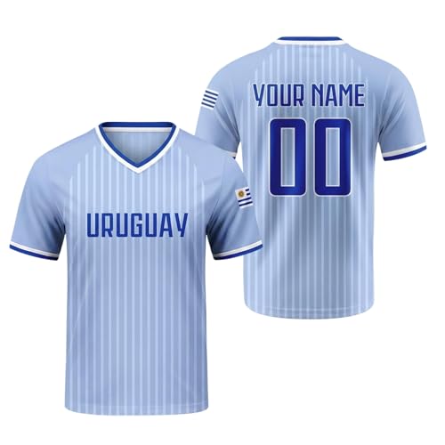 Camisetas Manga Corta Hombre Camiseta de Entrenamiento para del Fútbol Nacional Masculino con Diseño de Manga Corta (Light Blue, M)