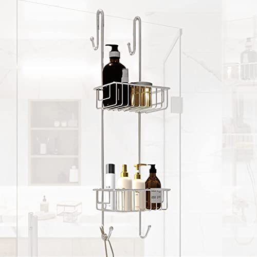 Include: 1x scaffale doccia Bamodi con 2 cestini e 4 ganci, colore cromato, senza forare; dimensioni 70x18,5x19 cm (HxLxP). Ottimo per organizzare accessori bagno come mensole e porta shampoo.