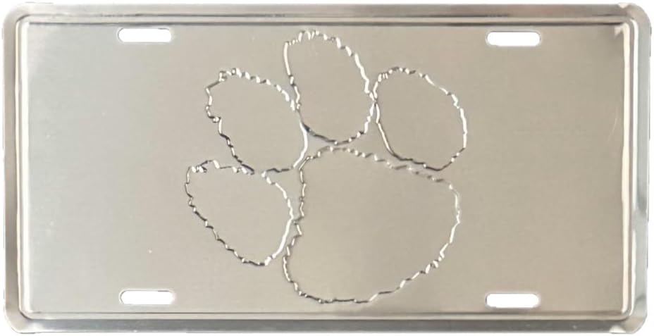 Hangtime Clemson University - Clemson Tigers 6x12 License Plate Orange Paw on Purple - Image 2