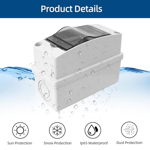 Miniatura 3 de Rafiyu 2 Piezas Caja Estanca Exterior, Ip65 Cuadro Electrico 2 Modulos, Pequeña Caja Eléctrica Con 4 Conectores, Para Jardines Al Aire Libre, Granjas, Estaciones De Carga, Cuartos Húmedos