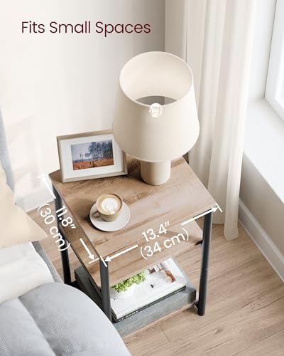 Image of VASAGLE BARNET Collection - Side Table, Small End Table for Living Room, Modern Tall Nightstand, Bedroom, Office, Bathroom, Steel Frame, Camel Brown and Ink Black ULET273B50