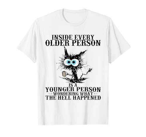 Retro Cat Inside Older Person Meme T-Shirt