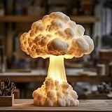 HEALT 3D Mushroom Cloud Table Lamp, Realistic Night Light, Creative Handmade Table Lamp for Bedroom Desk Home Decor and Perfect Gifts, Ideal for History Buffs & SciFi Fans (White)