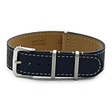 CASSIS[カシス] カーフ 時計ベルト TYPE NATO LEATHER タイプナトーレザー 18mm ブルー×ホワイト 交換用工具付き #189.601S862018