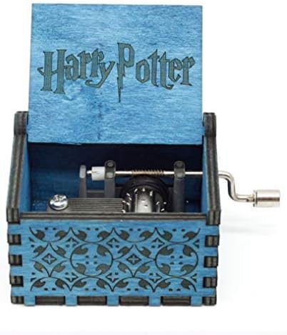 Wooden Hedwig Theme Harry Potter Hand Cranked Collectible Engraved Music Box Blue