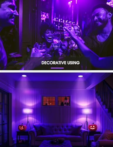 Image of L LOHAS LED Halloween Purple Flood Light Bulbs, 11W Colored Light Bulbs E26