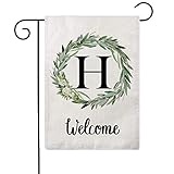 ULOVE LOVE YOURSELF Welcome Decorative Garden Flags with Letter H/Olive Wreath Double Sided House...