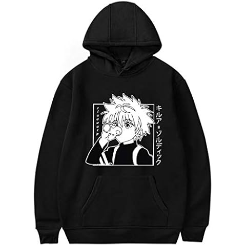 OLIPHEE Fashion Anime Hoodies Men/Women Sweatshirt Killua Harajuku Clothes Juvenile Black M Cover