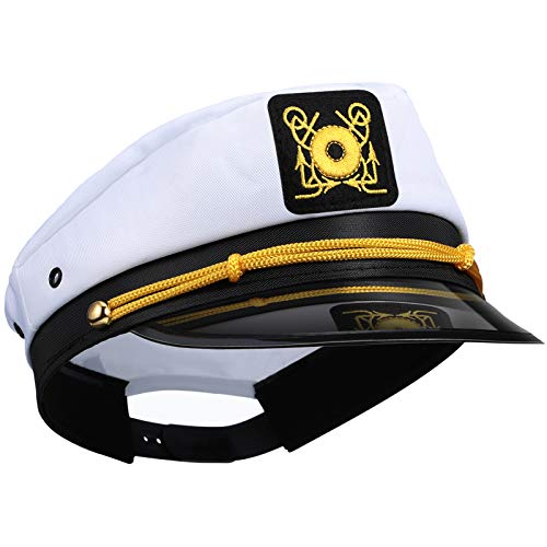 Yacht Captain Hat Sailor Captain Men Hat Pilot Costume Hat Airplane Costume Hat Pilot Uniform Hat Women Cap Costume Accessory Adjustable for Costume Party (Classic Captain Hat)
