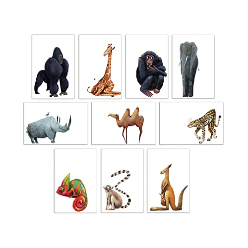 Better Office Products 100-Pack All Occasion Greeting Cards, Assorted Blank Note Cards, 4 X 6 Inch, 10 Cute & Fun Wild Animal Designs, Blank Inside, With Envelopes, 100 Pack #TOP1