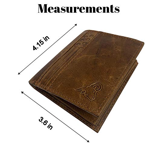 Genuine Leather Bifold Flap Up Men Wallets RFID Blocking USA Series (51HU TAN)4