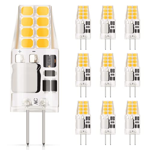 DiCUNO Bombilla LED G4, 2W equivalente a la lámpara halógena de 20W, Blanco cálido 3000K, 210lm, AC/DC 12V, No regulable, Ángulo de haz de 360°, 20 * 2835 SMD, 10 Piezas