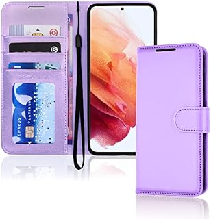 TECHGEAR Galaxy S21 FE 5G Leather Wallet Case, Flip Protective Case Cover with Wallet Card Holder, Stand and Wrist Strap - Red PU Leather with Magnetic Closure Designed For Samsung S21 Fan Edition