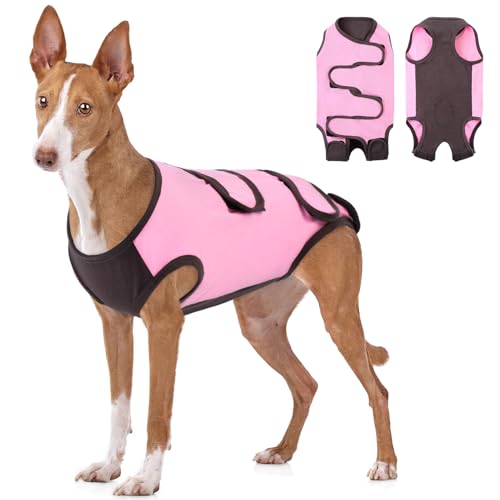 Image of SAWMONG Recovery Suit for Dogs Cotton, Professional Dog Surgery Suit for Spay, Pet Cone Alternative, Breathable Dog Onesie for Surgery Female Male, Abdominal Wounds Skin Disease Cat (3XL, Pink)