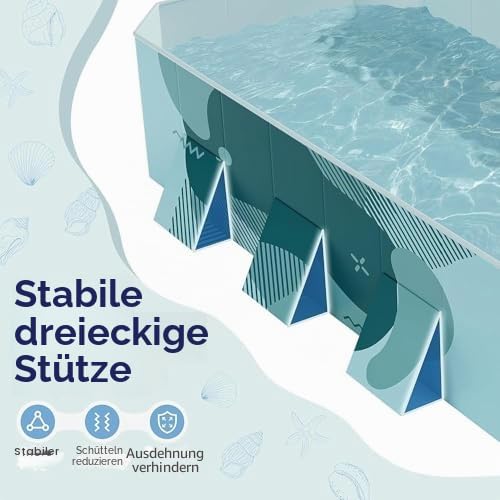Klappbarer Schwimmpool - Hartplastikschale Zusammenklappbares Rechteckiges Planschbecken für Erwachsene und Familie, Perfekt für Outdoor-Spaß im Garten