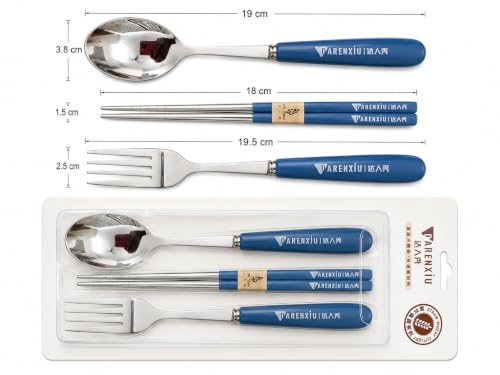 Image of Stainless Steel Cutlery Set, 3-Piece | Spoon, Fork, Chopsticks