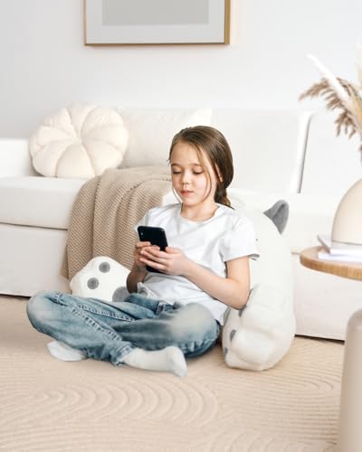 Image of Blissful Diary Kitty Reading Pillow for Kids /Teens /Adults, Back Pillow for Sitting Up in Bed with Shredded Memory Foam, Bed Rest Pillow with Arms, Back Support Pillow
