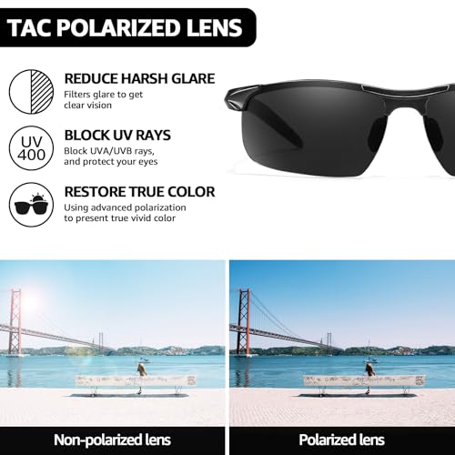Image of TJUTR Mens Photochromic Sunglasses Day & Night Driving Z87 Sun Glasses Polarized UV400 Protection Safety Glasses