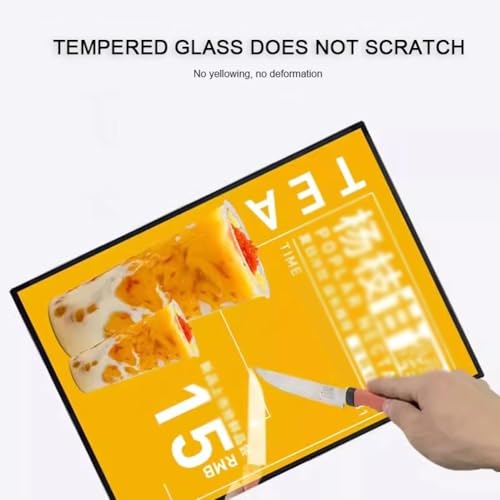 Boîte Lumineuse LED Murale Ultra-Mince avec Verre Trempé Rétro-éclairé Cadre Publicitaire pour Restaurants, Bars, Magasins