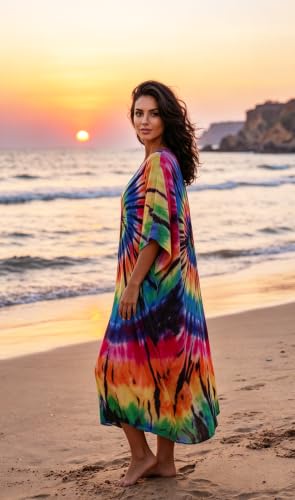Image of Kaftan Dresses for Women Plus Size Summer Beach Dress with Print and Swim Cover Ups