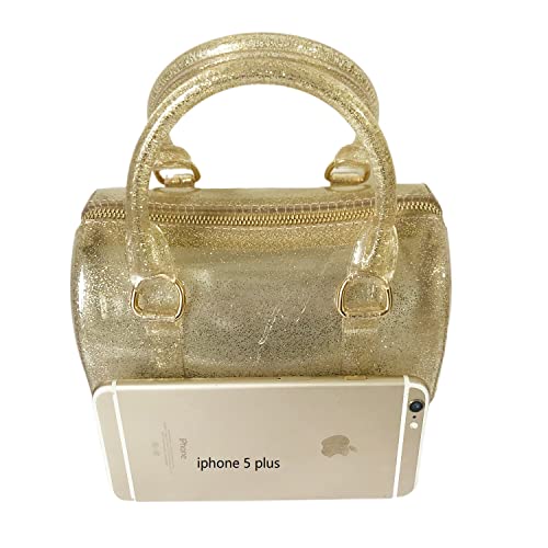 Image of Ladies Summer Jelly Pillow-shaped Top Handle Handbag Candy Color Transparent Crystal Purse