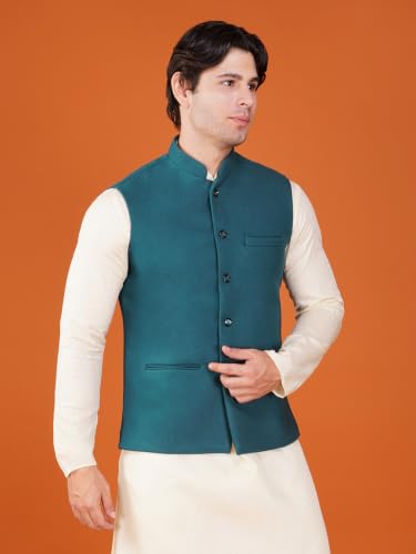 Image of Vastraa Fusion Men's Traditional Woolen Nehru Jacket Modi Waistcoat
