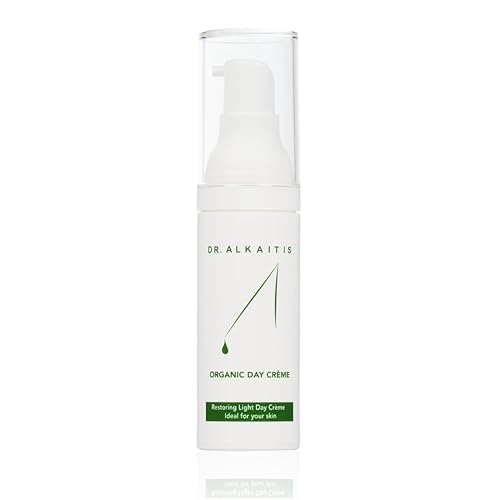 DR. ALKAITIS Organics Day Crème - Crema hidratante natural con Sacha Inchi y Omega-3 - Crema facial protectora diaria (1.0 fl oz/1 oz)