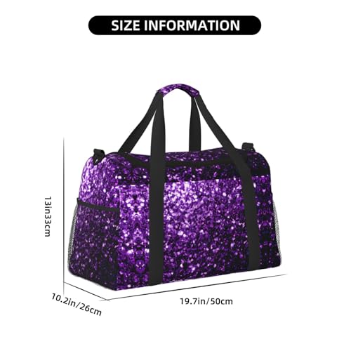 Beautiful Purple Glitter Print Everyday Use Travel Duffle Bag Large Capacity Travel Bag Stylish Functional Bag4