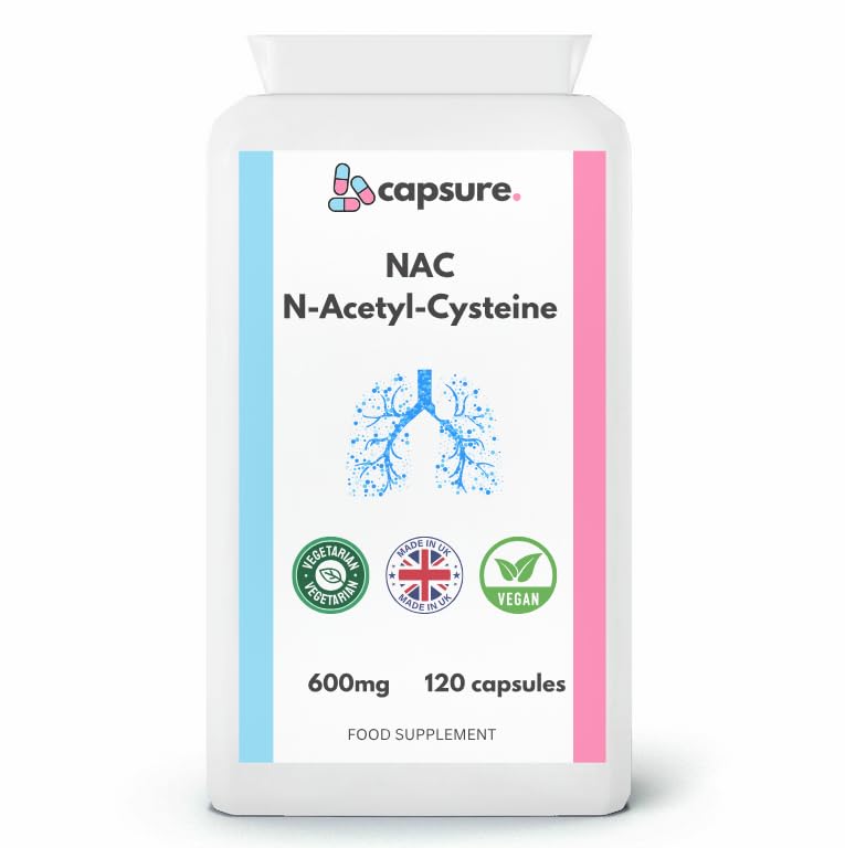 NAC N-Acetyl-Cysteine 600mg Vegan Capsules, 120 Count