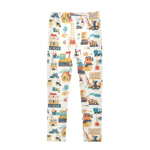 ZZKKO Girls Leggings Cartoon Construction Site Toddler Girls Clothes Leggings for Girls Toddler Girls Leggings 3-4T