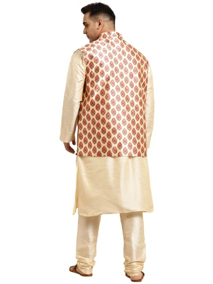 Image of SOJANYA (Since 1958, Men's Silk Blend Grey Kurta Pyjama & Silk Blend Jacket Combo