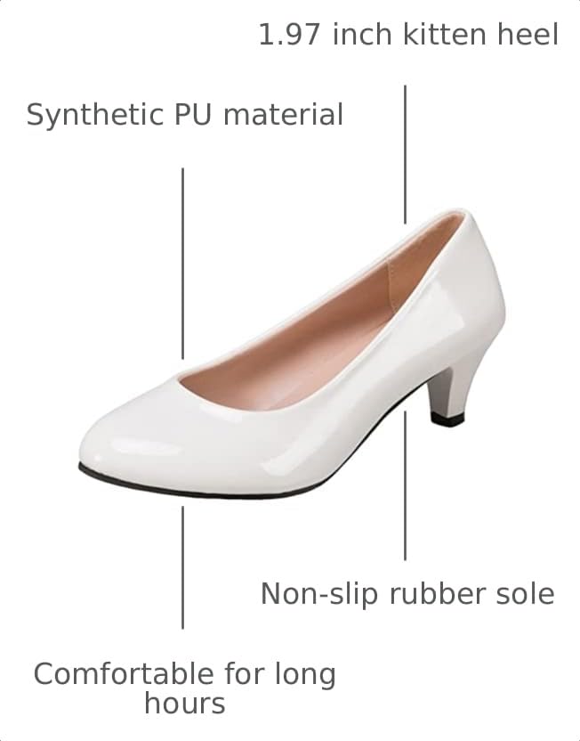 Image of WUIWUIYU Womens Office Kitten Heels Pumps Slip On Evening Dress Work Cute Sexy Pump Shoes