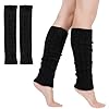 TENGWA Scaldamuscoli Donna Nero Pile Scaldamuscoli Bambina Lunghezza 40 cm Leg Warmers Modello a Maglia a Trecce Taglia Unica Retrò Adatto per il Pattinaggio e per l'Uso Quotidiano