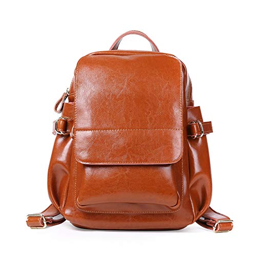 On Clearance Sale Heshe Womens Leather Backpack Casual Daypack Style Flap Backpacks