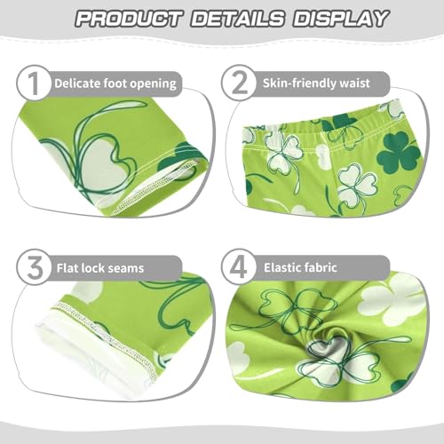 Girls' Leggings St Patricks Day Symbol Luck Clover Ankle Length Printed Leggings Comfort Pants for Kids 4-10 Years4