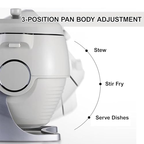 Elektrischer Kochwok, automatische Rührbratmaschine mit 360° Drehung, Ein-Klick-Start und 3 Geschwindigkeitsstufen für einfaches Braten, Schmoren und Kochen