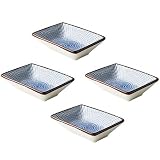Colias Wing 3.5" Simple Blue Stripes with Brown Edge Stylish Design Multipurpose Porcelain Side Dish