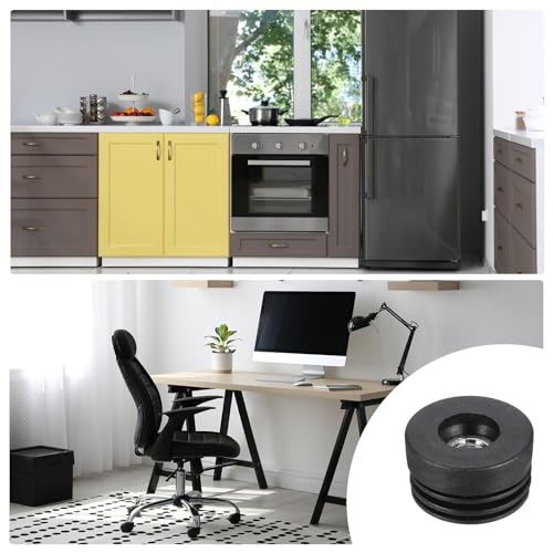 Image of uxcell 6Pcs Inserts for Round Tubes with M10 Thread, for 38mm /1.5 inch OD Round Tube, Round Black Plastic Plug Caster Insert Chair End Caps Furniture Leg Plug