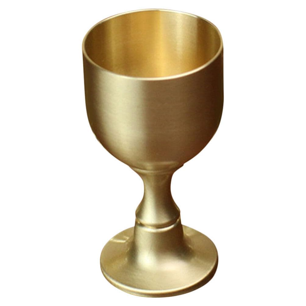 IMIKEYA Brass Wine Glass Wiccan Cup Liqueur Cup Chalice Goblet Vintage Chalice Goblet Footed Wine Communion Holy Grail Copper Alloy