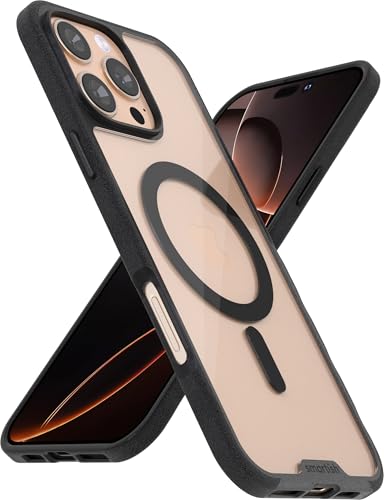 Smartish iPhone 16 Pro Max Magnetic Case - Gripmunk Compatible with MagSafe [Lightweight + Protective] Slim & Thin Grip Cover with Microfiber Lining for Apple iPhone 16 Pro Max - Clearly Black