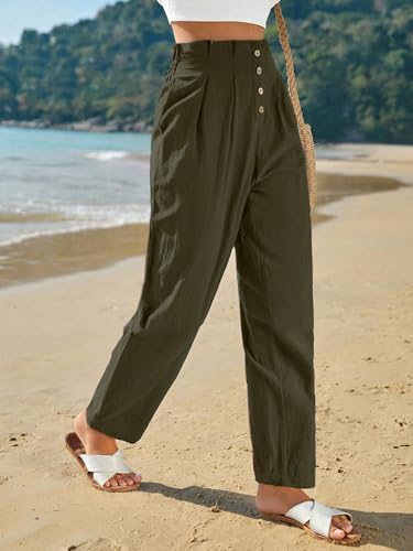 Image of TOPLOT Women High-Waist Pants | Pleated Relaxed Fit Trousers for Woman | Casual & Elegant Look with Workwear for Office, Events & College (5194)